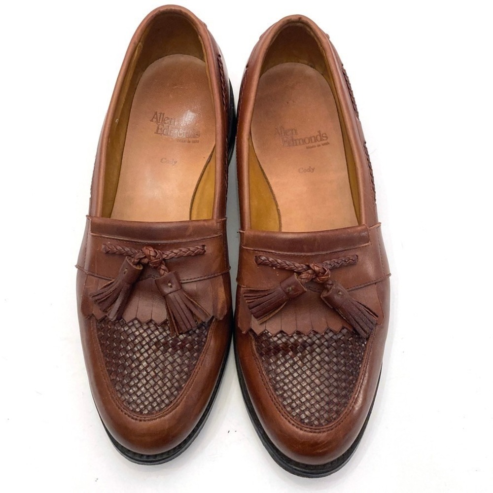 Allen Edmonds Cody Tassel Kiltie Loafers Mens 10 D Brown Leather Dress Shoes USA